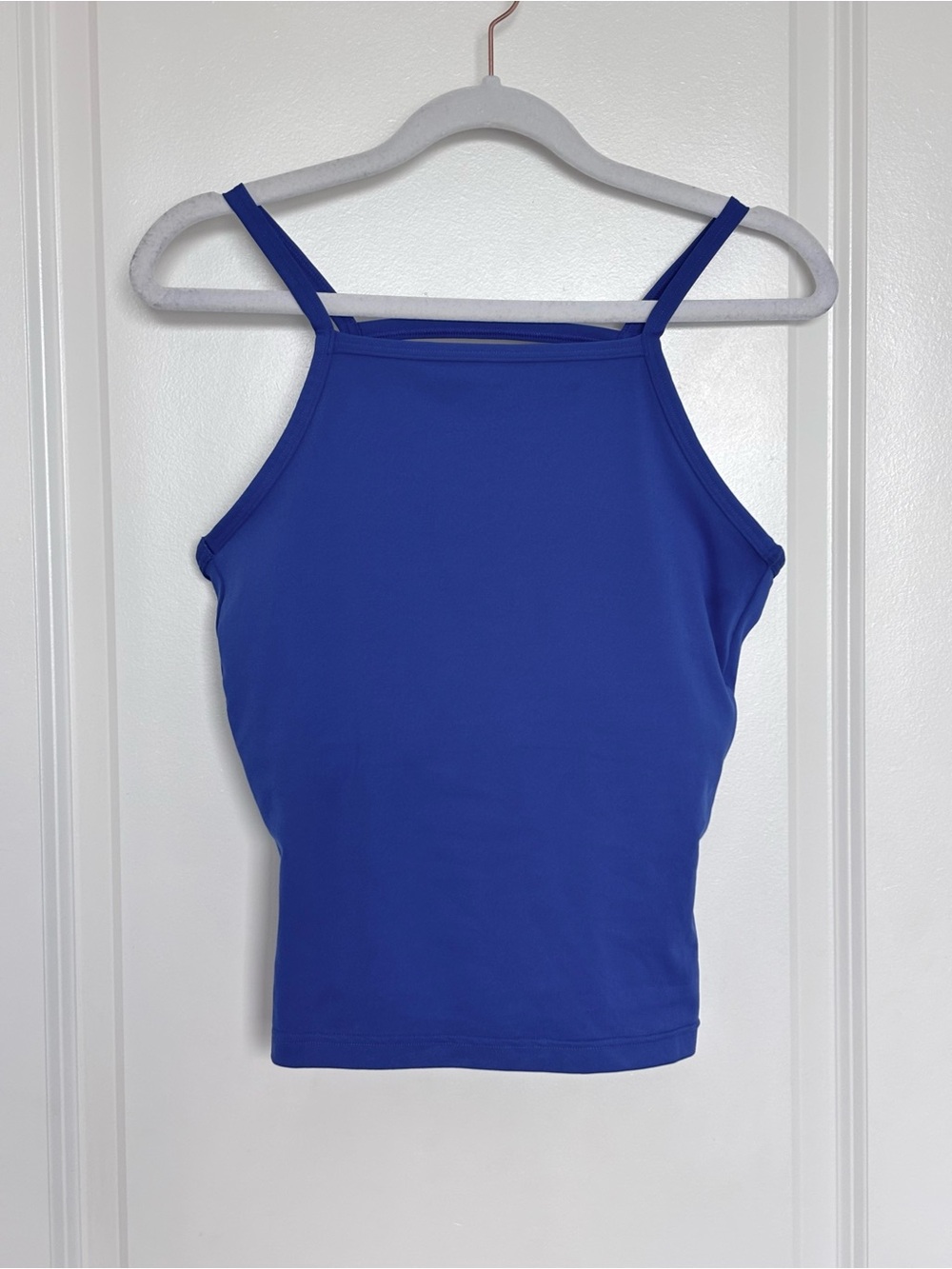 adidas Blue High Neck Workout Tank Top built in Bra Athletic Athleisure Small - Picture 2 of 6